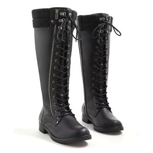 New Torrid 8WW Wide Calf Width Black Knee High Lace Up Punk Gothic Combat Boots